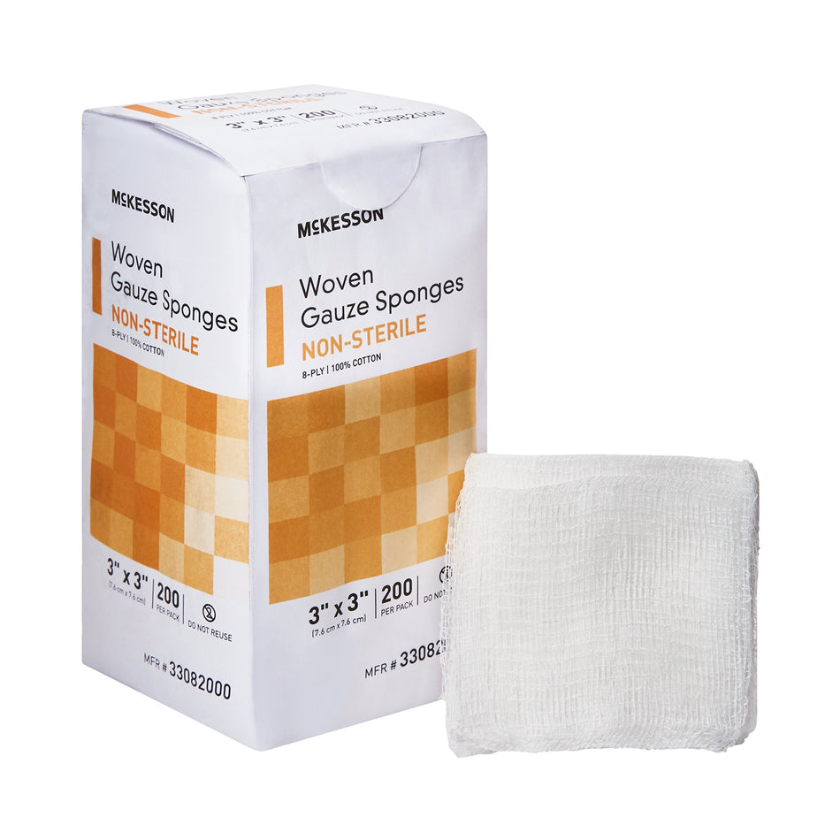 McKesson Gauze Sponge, 3 x 3 Inch, 8-Ply-Gauze Sponge McKesson 3 X 3 Inch 8-Ply NonSterile 200 per Pack