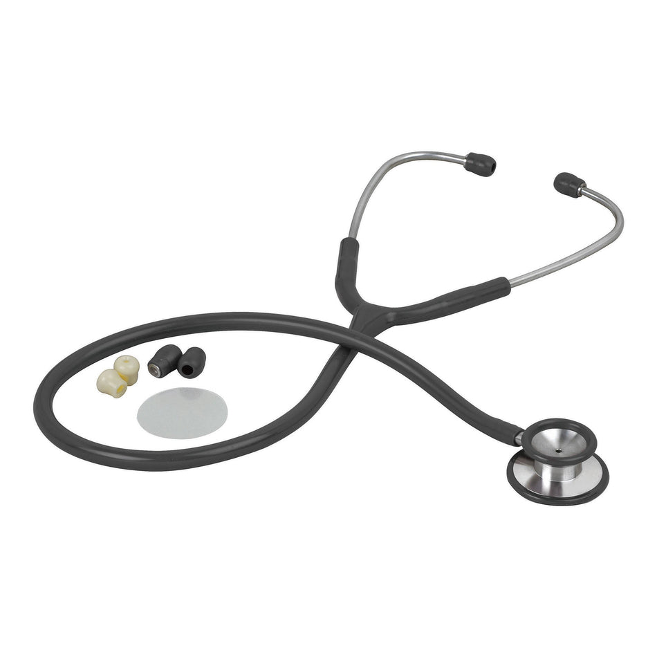 Veridian Pinnacale Series Stainless Steel Stethoscope, Black-Clinician Stethoscope Veridian Black 1-Tube 25 Inch Tube Double Sided Chestpiece