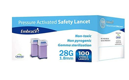 Embrace Finger Activated Safety Lancet, 21 Gauge-Safety Lancet Embrace 21 Gauge Retractable Pressure Activated Finger