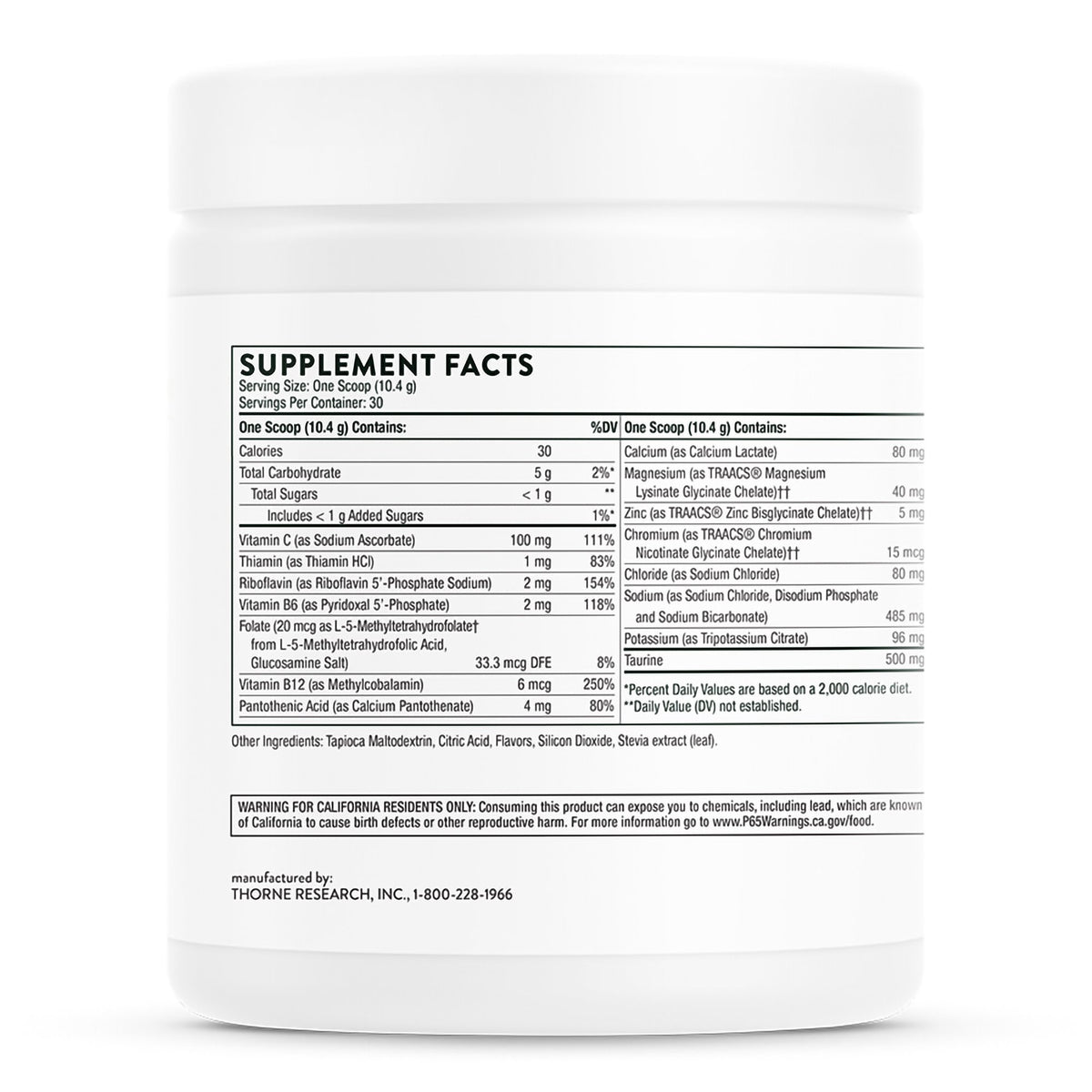 Catalyte Lemon Lime Flavor Electrolytes Dietary Supplement-Oral Electrolyte Solution THORNE Catalyte Lemon Lime Flavor 11.01 oz. Electrolyte