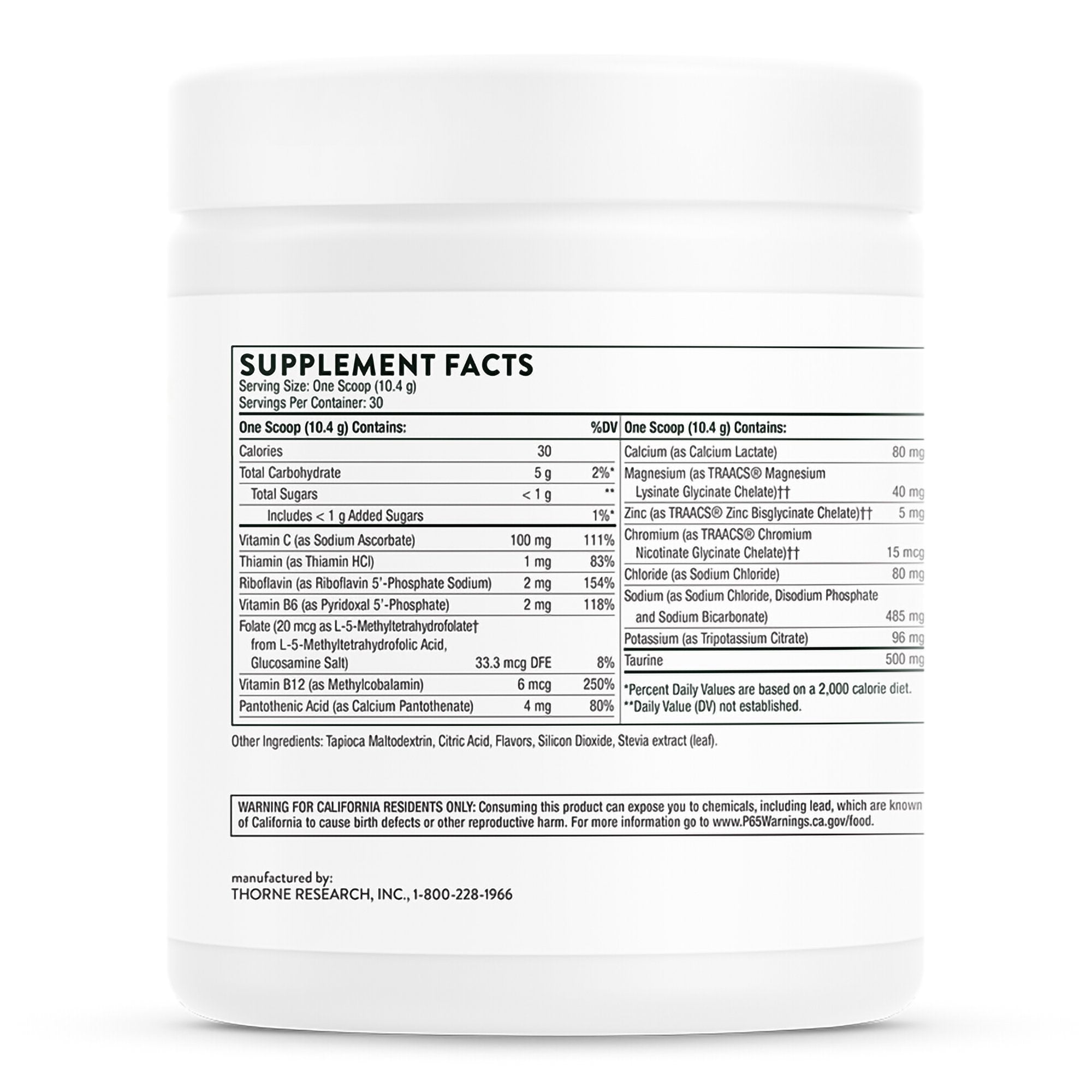 Catalyte Lemon Lime Flavor Electrolytes Dietary Supplement-Oral Electrolyte Solution THORNE Catalyte Lemon Lime Flavor 11.01 oz. Electrolyte
