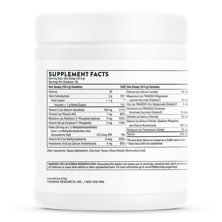 Catalyte Lemon Lime Flavor Electrolytes Dietary Supplement-Oral Electrolyte Solution THORNE Catalyte Lemon Lime Flavor 11.01 oz. Electrolyte