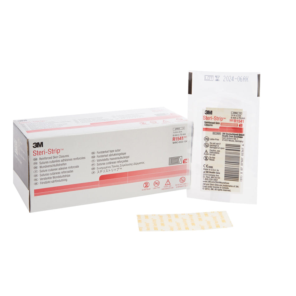 3M Steri-Strip Skin Closure Strips, nonwoven, 1/4 inch X 3 Inch, Reinforced Strip, White-Skin Closure Strip Steri-Strip 1/4 X 3 Inch Nonwoven Material Reinforced Strip White