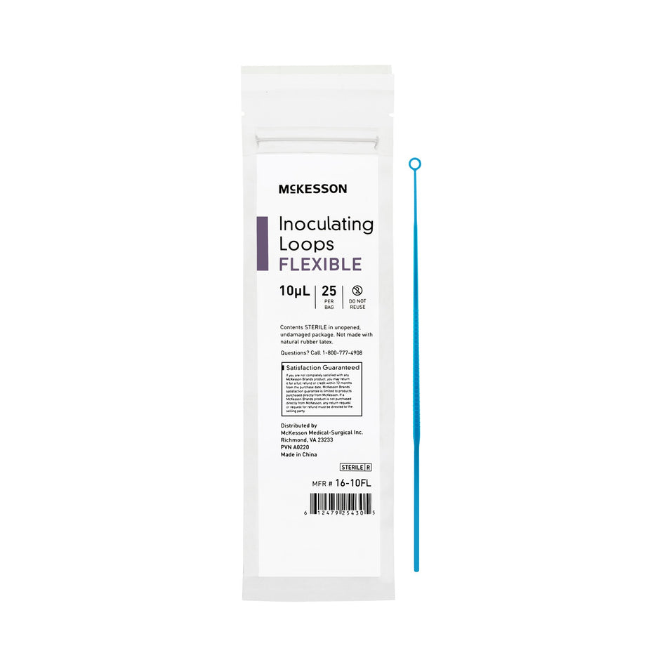McKesson Inoculating Loop, Light Blue,10 L, 20 cm Length-Inoculating Loop McKesson 10 ?L High Impact Polystyrene Integrated Handle Sterile