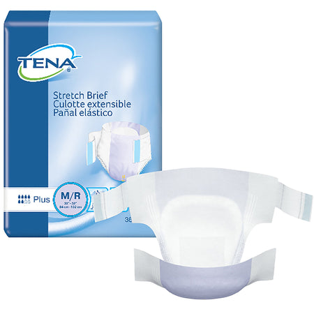 Tena Stretch Plus Incontinence Brief, Medium-Unisex Adult Incontinence Brief TENA Stretch Plus Medium Disposable Moderate Absorbency
