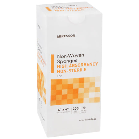 McKesson Nonwoven Sponge, 4 x 4 Inch, 4-Ply-Nonwoven Sponge McKesson 4 X 4 Inch 4-Ply NonSterile 200 per Pack