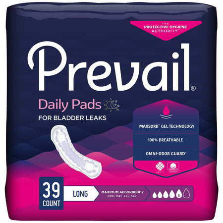 Prevail Daily Pads Maximum Bladder Control Pad, 13-Inch Length-Bladder Control Pad Prevail Daily Pads 13 Inch Length Heavy Absorbency Polymer Core One Size Fits Most