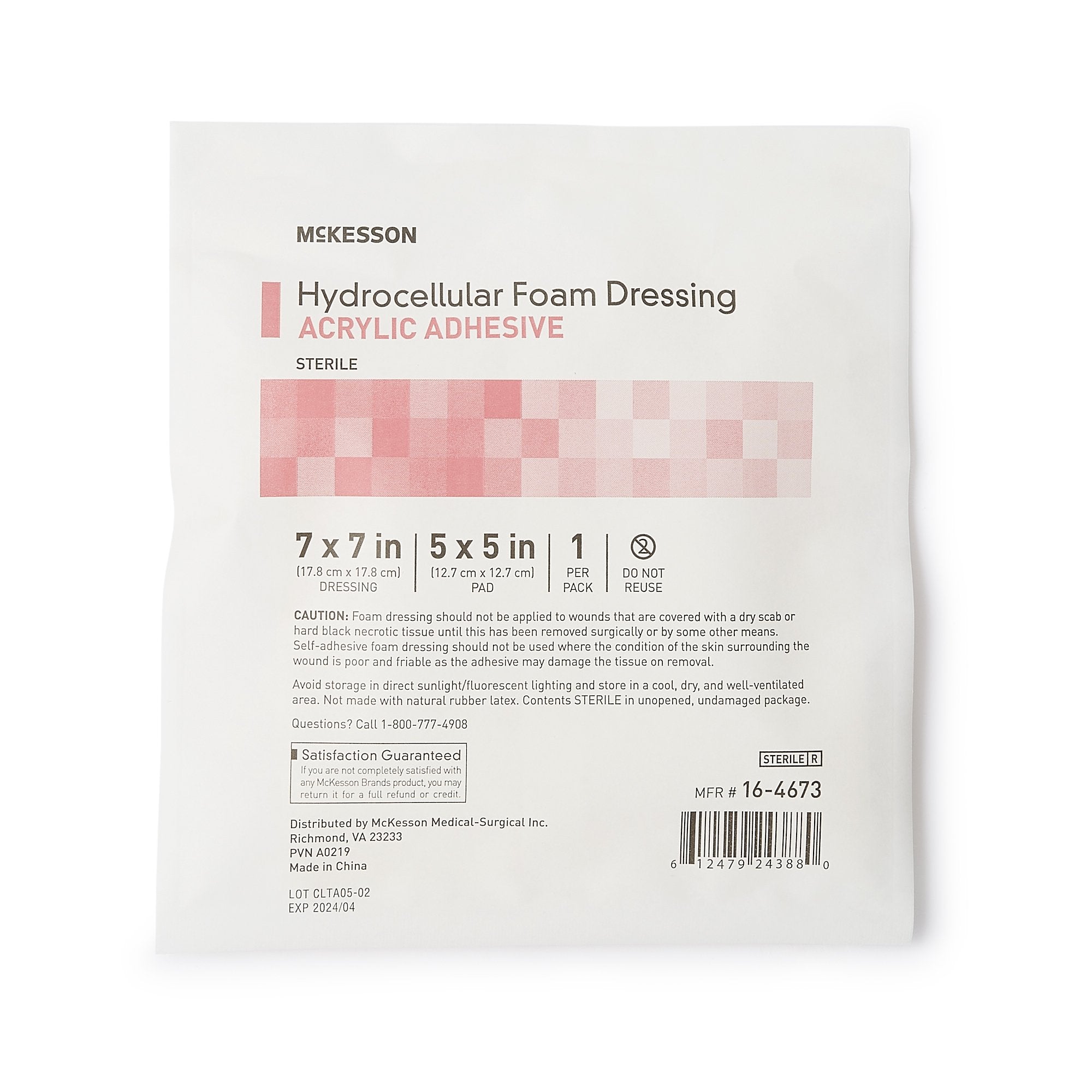 McKesson Acrylic Adhesive with Border Foam Dressing, 7 x 7 Inch-Foam Dressing McKesson 7 X 7 Inch With Border Film Backing Acrylic Adhesive Square Sterile