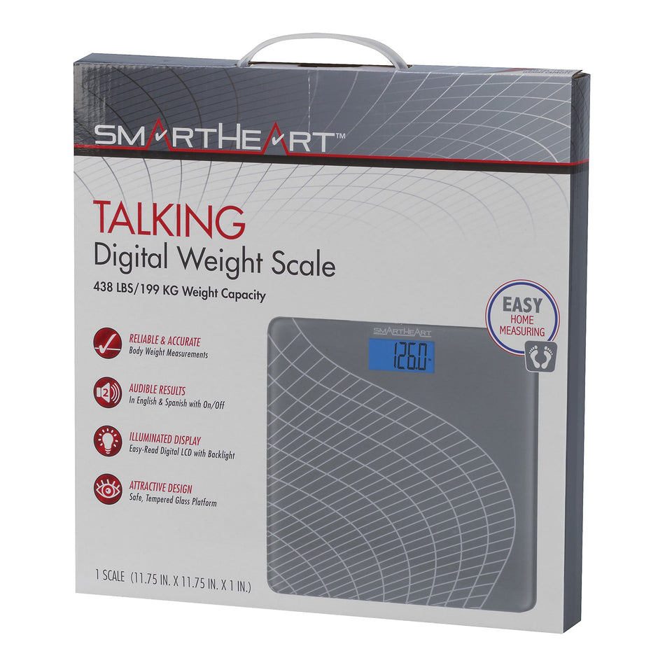 SmartHeart Talking Scale, Digital Bathroom Scale, 438 lbs Capacity-Floor Scale Veridian Digital Display 438 lbs. / 199 kg Capacity Gray Battery Operated