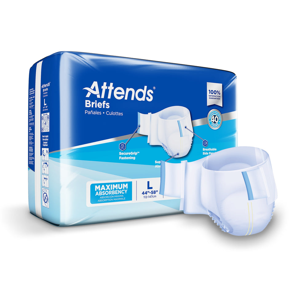 Attends Briefs, Adult, Large, Heavy Absorbency, Disposable-Unisex Incontinence Brief Attends Large Disposable Heavy Absorbency