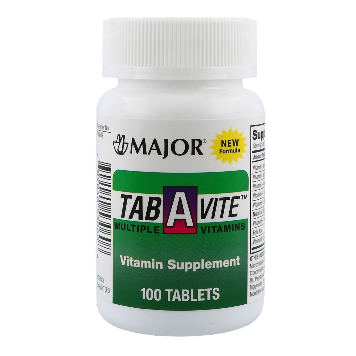 Major Tab-A-Vite Multivitamin Supplement-"Multivitamin Supplement Major Tab-A-Vite Vitamin A / Beta Carotene 3,000 IU - 400 IU Strength Tablet 100 per Box"