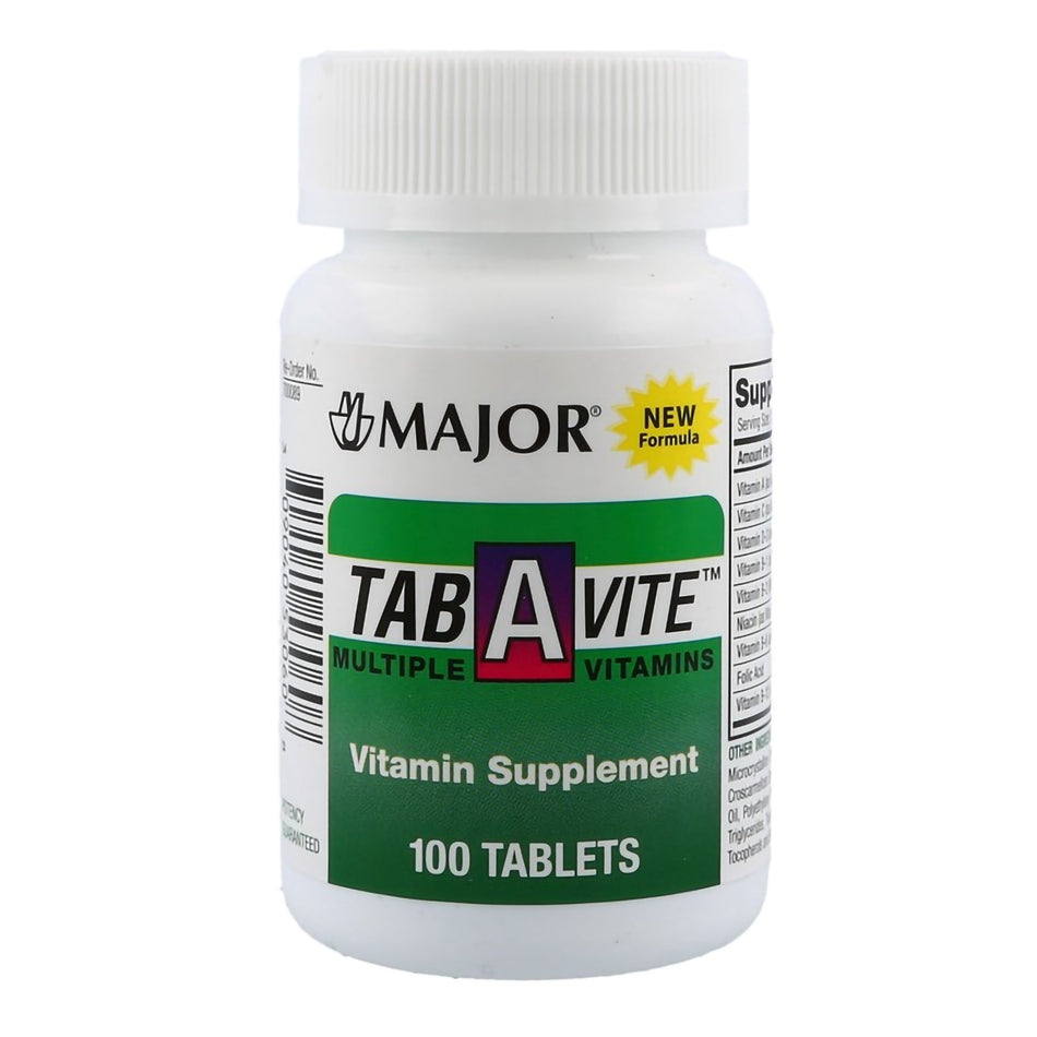 Major Tab-A-Vite Multivitamin Supplement-"Multivitamin Supplement Major Tab-A-Vite Vitamin A / Beta Carotene 3,000 IU - 400 IU Strength Tablet 100 per Box"