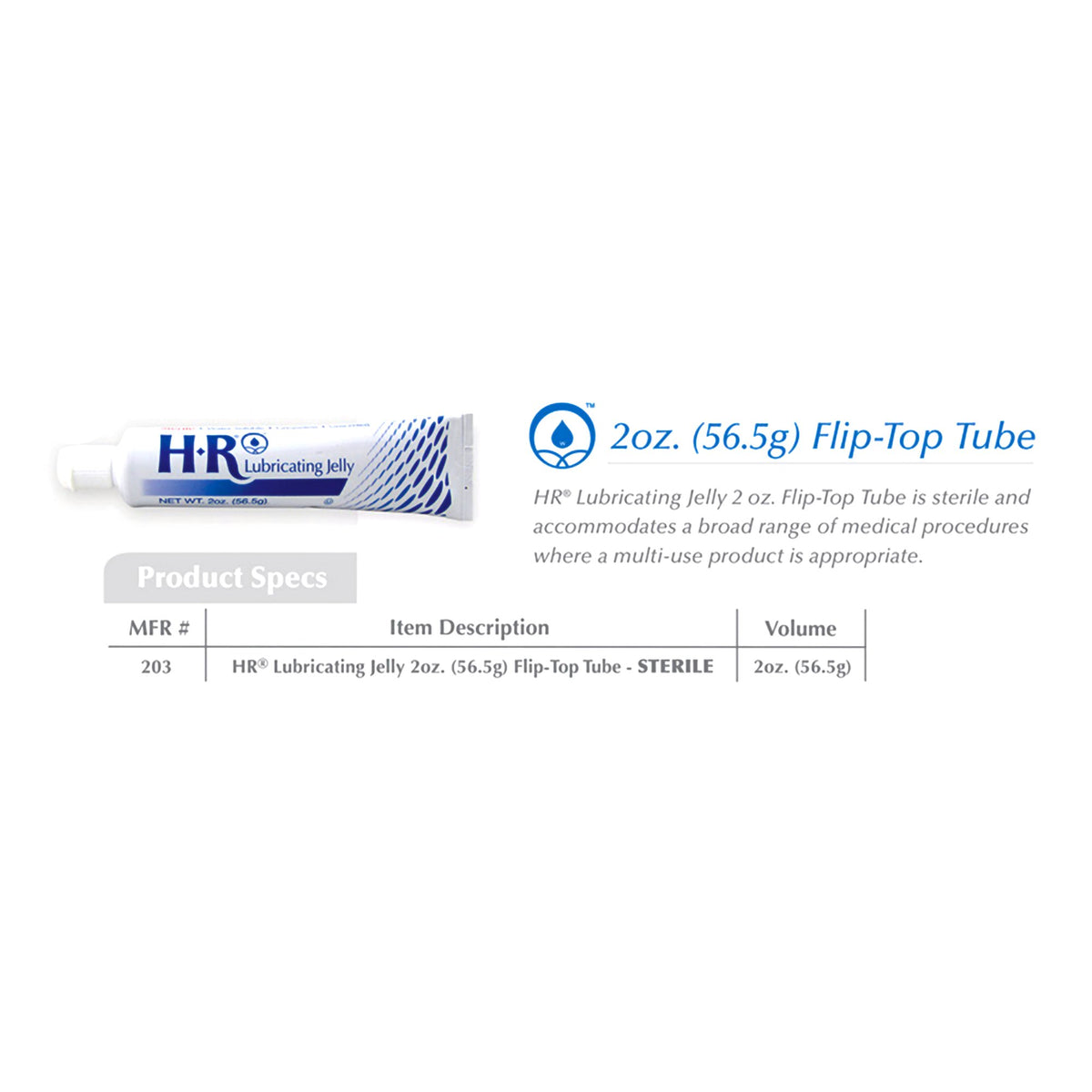 HR Lubricating Jelly, 2-ounce Tube-Lubricating Jelly HR 2 oz. Tube Sterile