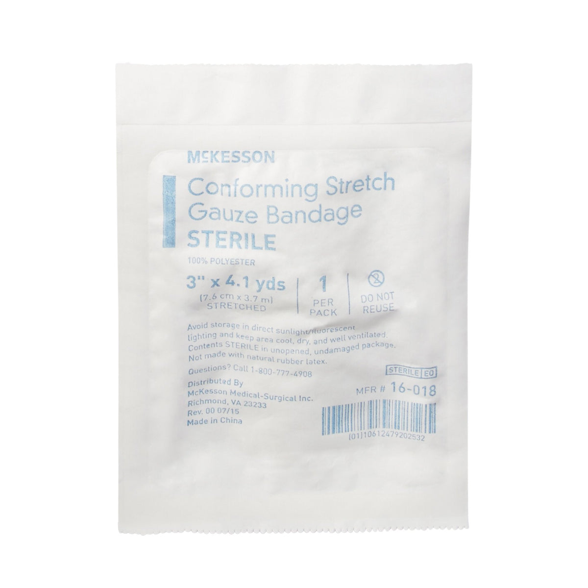 McKesson Sterile Conforming Bandage, 3 Inch x 4-1/10 Yard-Conforming Bandage McKesson 3 Inch X 4-1/10 Yard Sterile 1 per Pack