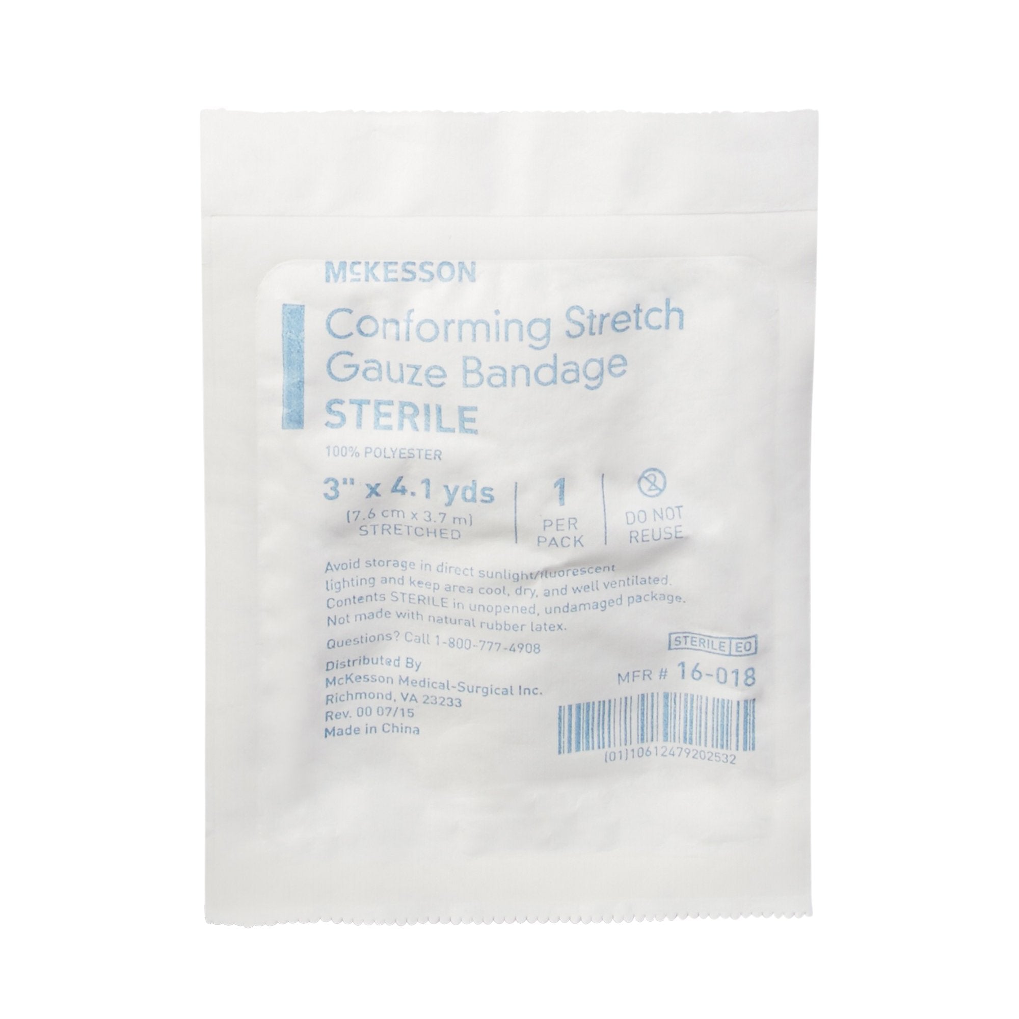 McKesson Sterile Conforming Bandage, 3 Inch x 4-1/10 Yard-Conforming Bandage McKesson 3 Inch X 4-1/10 Yard Sterile 1 per Pack