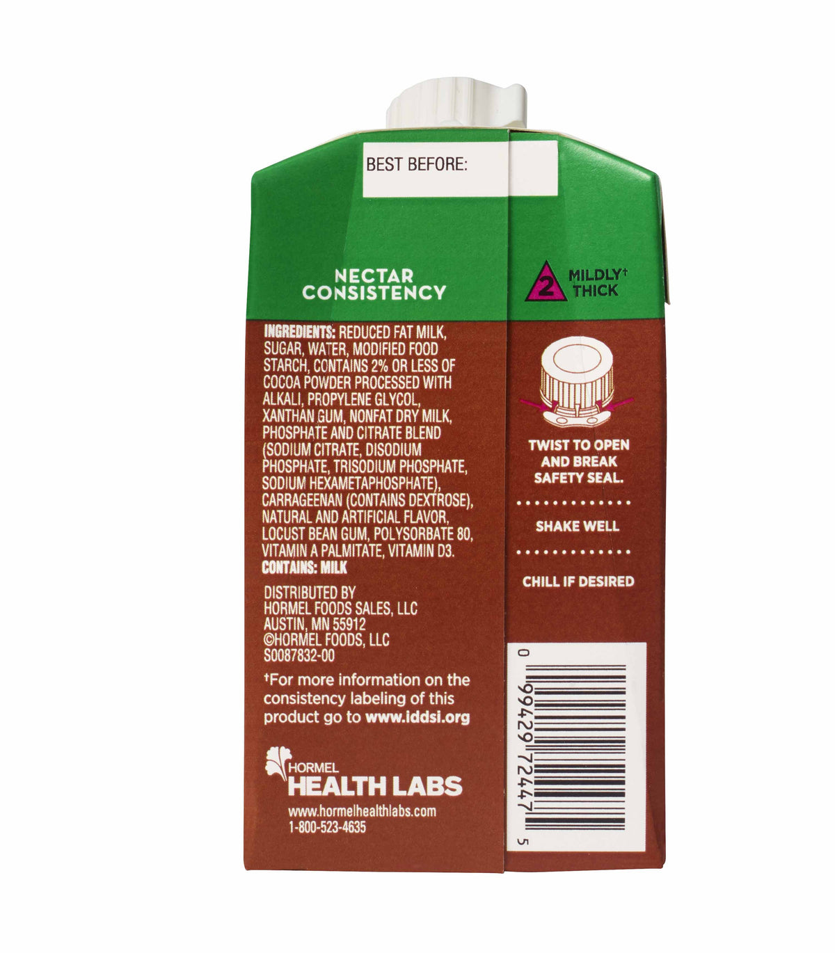 Thick & Easy Dairy Nectar Consistency Chocolate Milk Thickened Beverage, 8 oz. Carton-Thickened Beverage Thick & Easy Dairy 8 oz. Carton Chocolate Flavor Liquid IDDSI Level 2 Mildly Thick