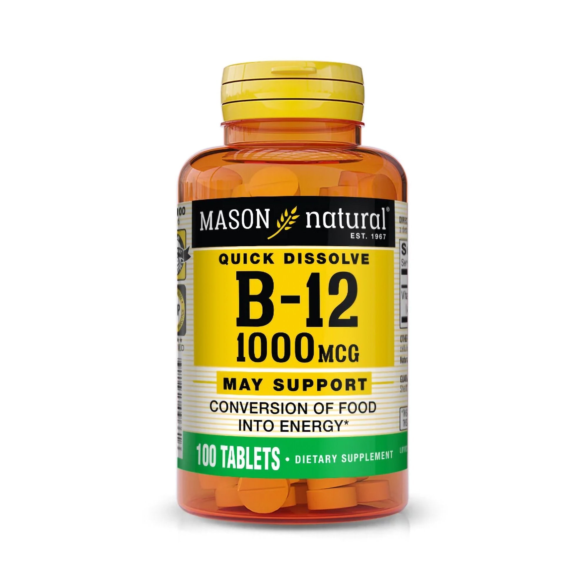 Mason Natural Vitamin B-12 Vitamin Supplement-"Vitamin Supplement Mason Natural Vitamin B12 1,000 mcg Strength Tablet 100 per Bottle"