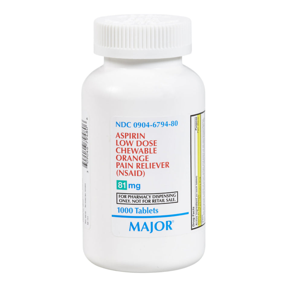 Major® Low Dose Chewable Aspirin, Orange Flavor - Pharmaceuticals>Over the Counter>Pain Relief - Major Pharmaceuticals
