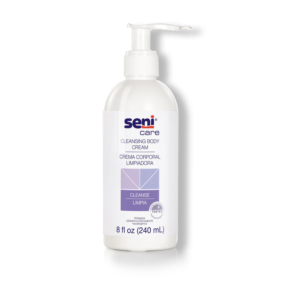 Seni Care Rinse Free Body Wash, 8 oz. Pump Bottle-Rinse-Free Body Wash Seni Care Cream 8 oz. Pump Bottle Light Scent
