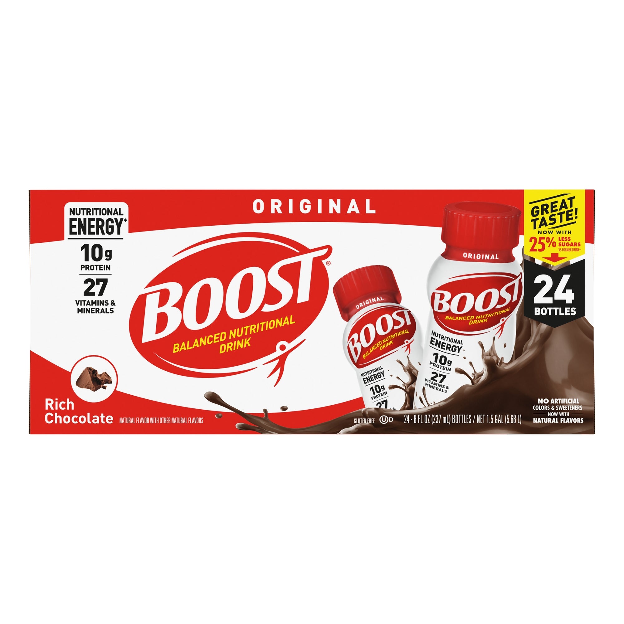 Boost Original Chocolate Balanced Nutritional Drink, 8-ounce bottle-Oral Supplement Boost Original Rich Chocolate Flavor Liquid 8 oz. Bottle