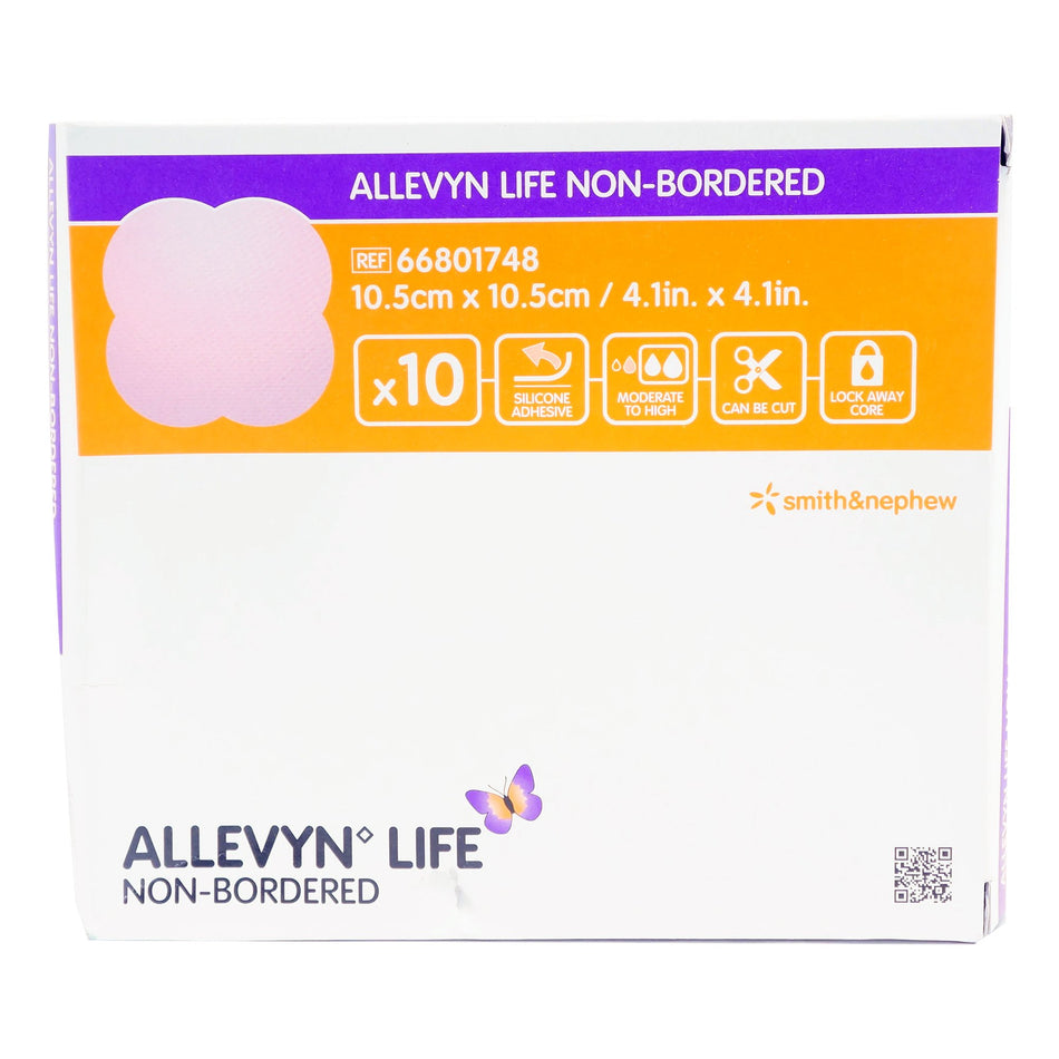 Allevyn Life Nonadhesive without Border Silicone Foam Dressing, 4 x 4 Inch-Foam Dressing Allevyn Life 4 X 4 Inch Without Border Film Backing Nonadhesive Square Sterile