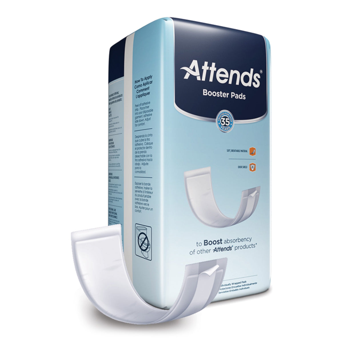 Attends Booster Pad, 3.5 x 11 Inches-Booster Pad Attends 3-1/2 X 11 Inch Light Absorbency Polymer Core One Size Fits Most