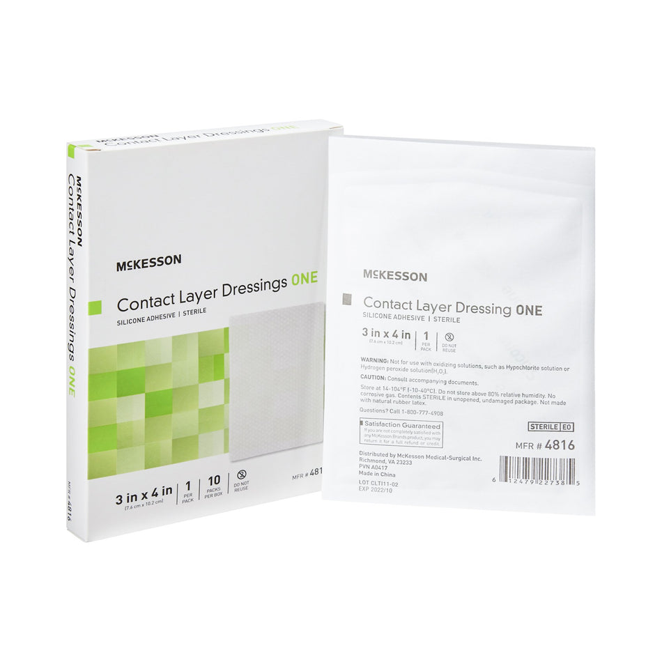 McKesson Silicone Wound Contact Layer Dressing, 3 x 4 Inch-Wound Contact Layer Dressing McKesson 3 X 4 Inch Sterile