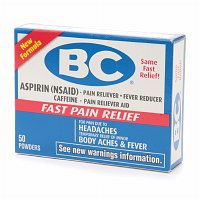 BC Aspirin Powder Stick Packs-Pain Relief BC 845 mg - 65 mg Strength Aspirin / Caffeine Powder 50 per Box