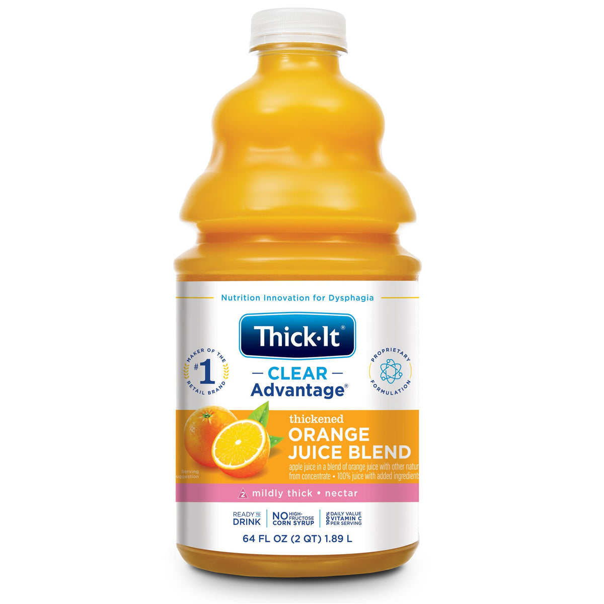 Thick-It Clear Advantage Nectar Consistency Orange Thickened Beverage, 64-ounce Bottle-Thickened Beverage Thick-It Clear Advantage 64 oz. Bottle Orange Flavor Liquid IDDSI Level 2 Mildly Thick