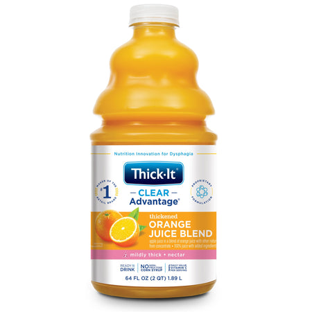 Thick-It Clear Advantage Nectar Consistency Orange Thickened Beverage, 64-ounce Bottle-Thickened Beverage Thick-It Clear Advantage 64 oz. Bottle Orange Flavor Liquid IDDSI Level 2 Mildly Thick
