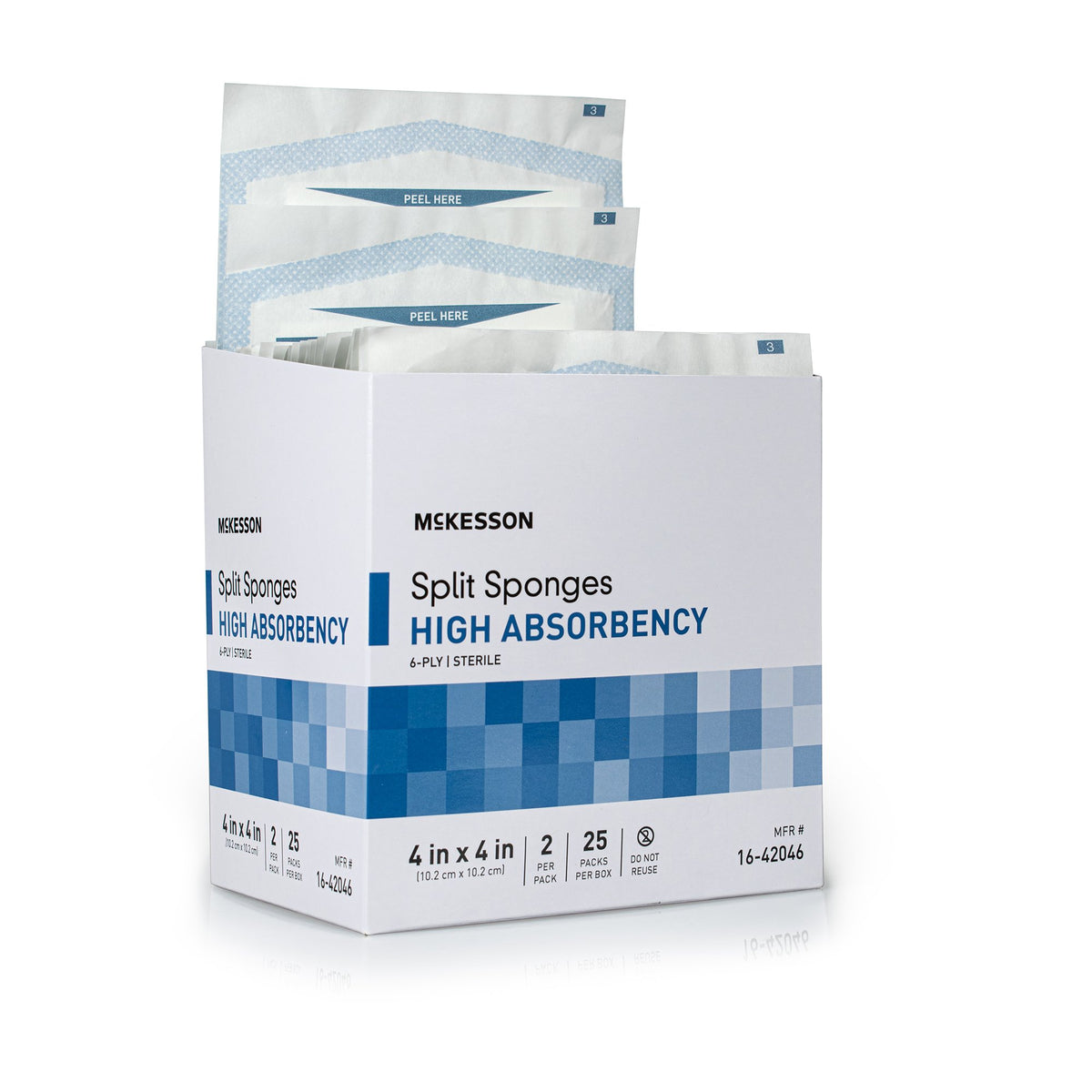 McKesson IV/Drain Split Dressing, 4 x 4 Inch, 6-Ply-Drain Sponge McKesson 4 X 4 Inch 6-Ply Sterile 2 per Pack