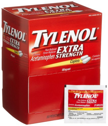Tylenol Extra Strength Acetaminophen Pain Relief-Pain Relief Tylenol 500 mg Strength Acetaminophen Caplet 50 per Box