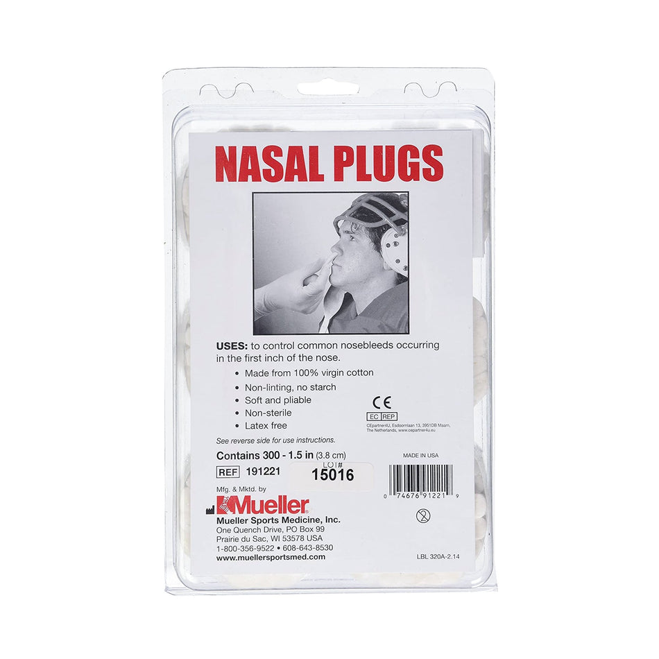 Mueller Sports Medicine Nasal Plug, 1� Inch-Nasal Packing Non-impregnated 1-1/2 Inch NonSterile