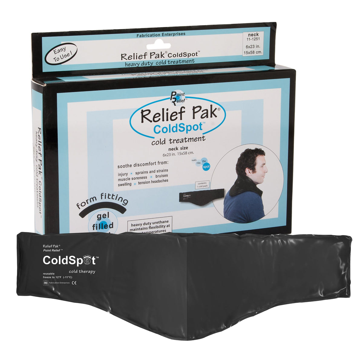 Relief Pak ColdSpot Contoured Cold Pack for Necks-Cold Pack Relief Pak ColdSpot Contoured Neck 6 X 23 Inch Urethane / Clay Reusable