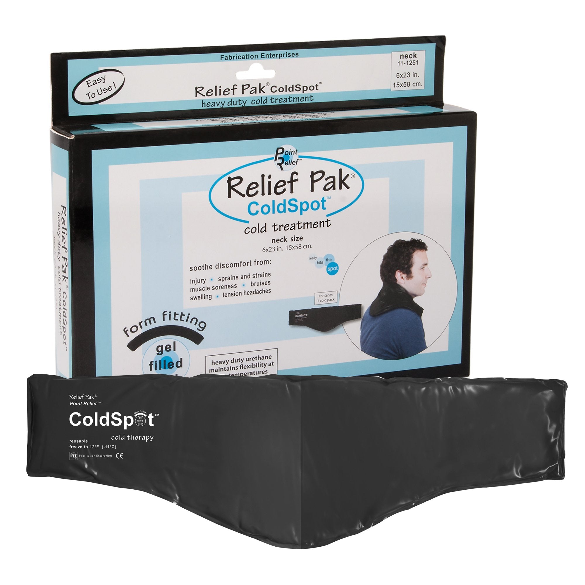 Relief Pak ColdSpot Contoured Cold Pack for Necks-Cold Pack Relief Pak ColdSpot Contoured Neck 6 X 23 Inch Urethane / Clay Reusable