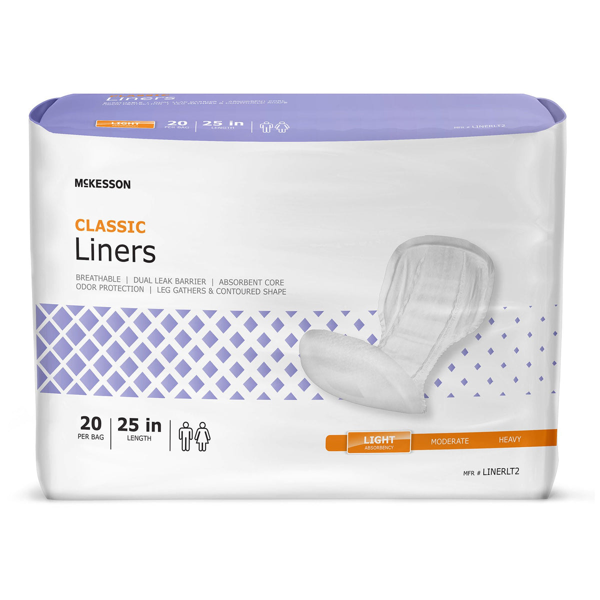 McKesson Classic Liners, 25 Inches Long, for Light Incontinence - Incontinence>Incontinence Liners and Pads - McKesson Brand