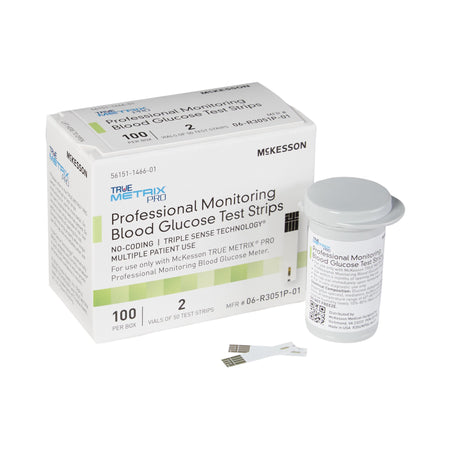 McKesson True Metrix Pro Test Strips for Blood Glucose-Blood Glucose Test Strips McKesson TRUE METRIX PRO 100 Strips per Pack