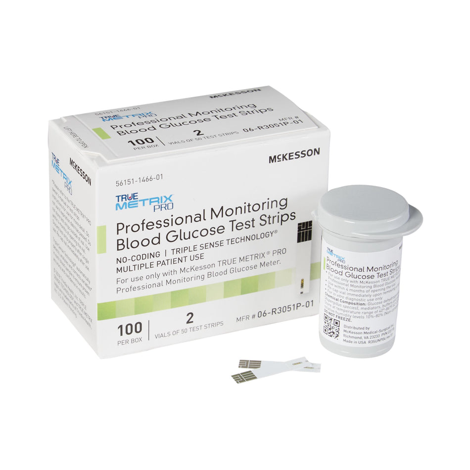 McKesson True Metrix Pro Test Strips for Blood Glucose-Blood Glucose Test Strips McKesson TRUE METRIX PRO 100 Strips per Pack