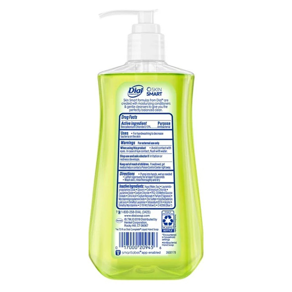 Dial Complete Antibacterial Liquid Hand Soap, Aloe-Antibacterial Soap Dial Complete Liquid 11 oz. Pump Bottle Aloe Scent