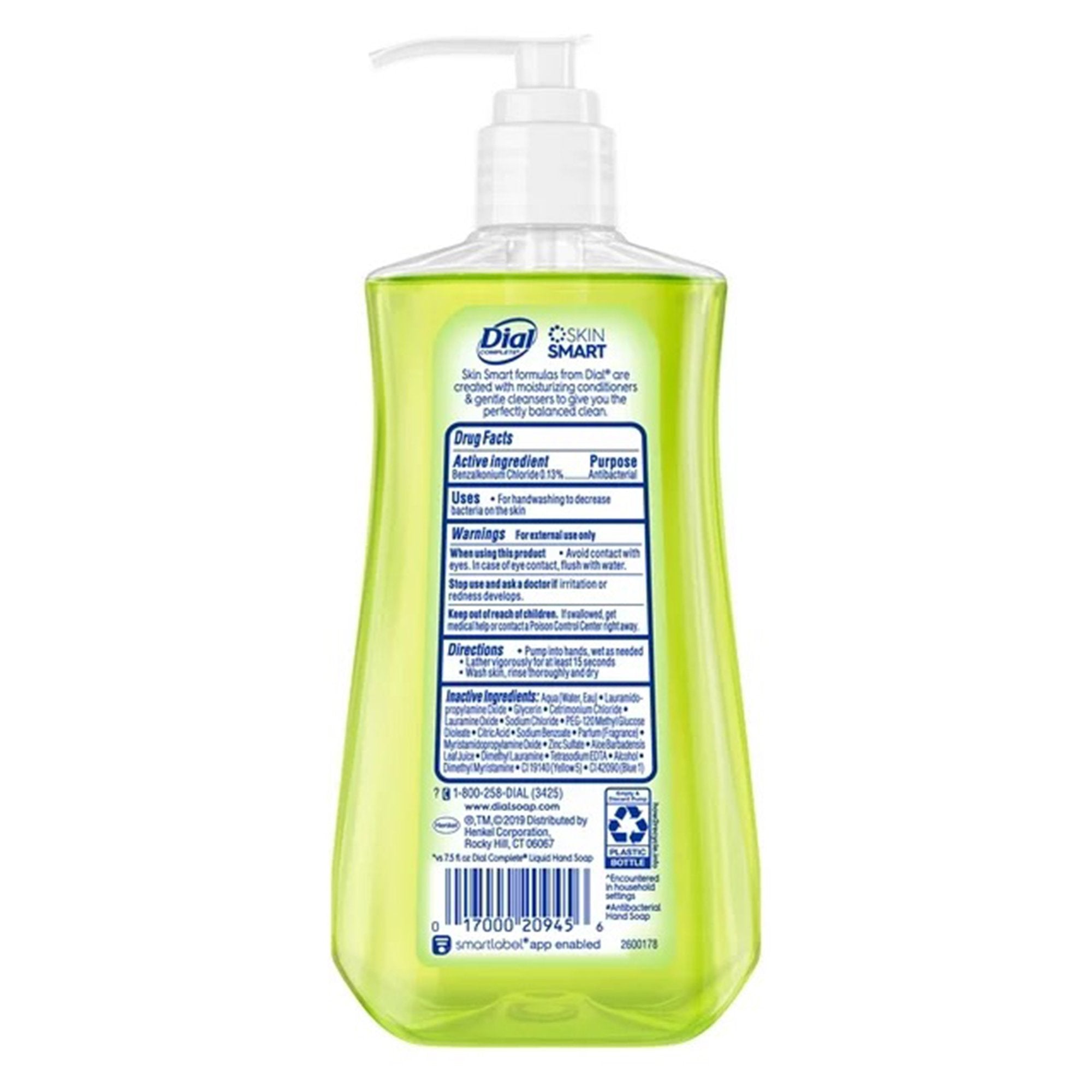 Dial Complete Antibacterial Liquid Hand Soap, Aloe-Antibacterial Soap Dial Complete Liquid 11 oz. Pump Bottle Aloe Scent