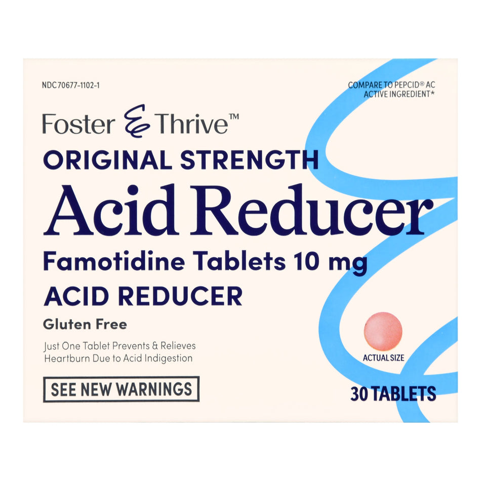 Foster & Thrive Original Strength Acid Reducer Famotidine Tablets 10 mg-Antacid Foster & Thrive 10 mg Strength Tablet 30 per Box
