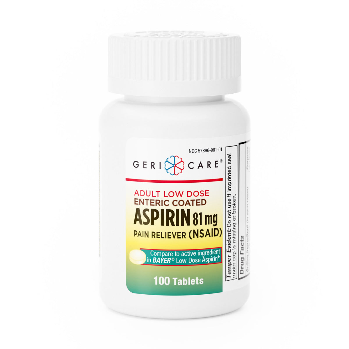 Geri-Care Aspirin Pain Relief-Pain Relief McKesson Brand 81 mg Strength Aspirin Tablet 100 per Bottle