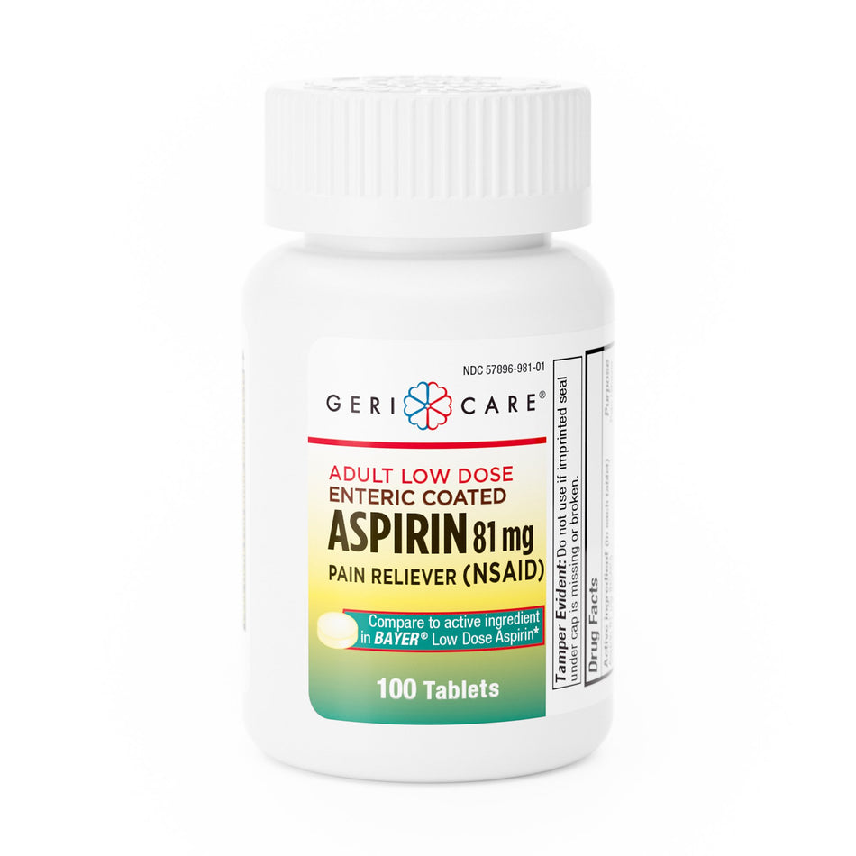 Geri-Care Aspirin Pain Relief-Pain Relief McKesson Brand 81 mg Strength Aspirin Tablet 100 per Bottle