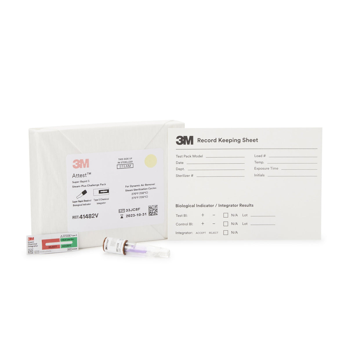 3M Attest Super Rapid 5 Steam-Plus Sterilization Biological Indicator Challenge Pack-Attest Super Rapid 5 Steam-Plus Sterilization Indicator Challenge Pack Steam 2 Inch Length
