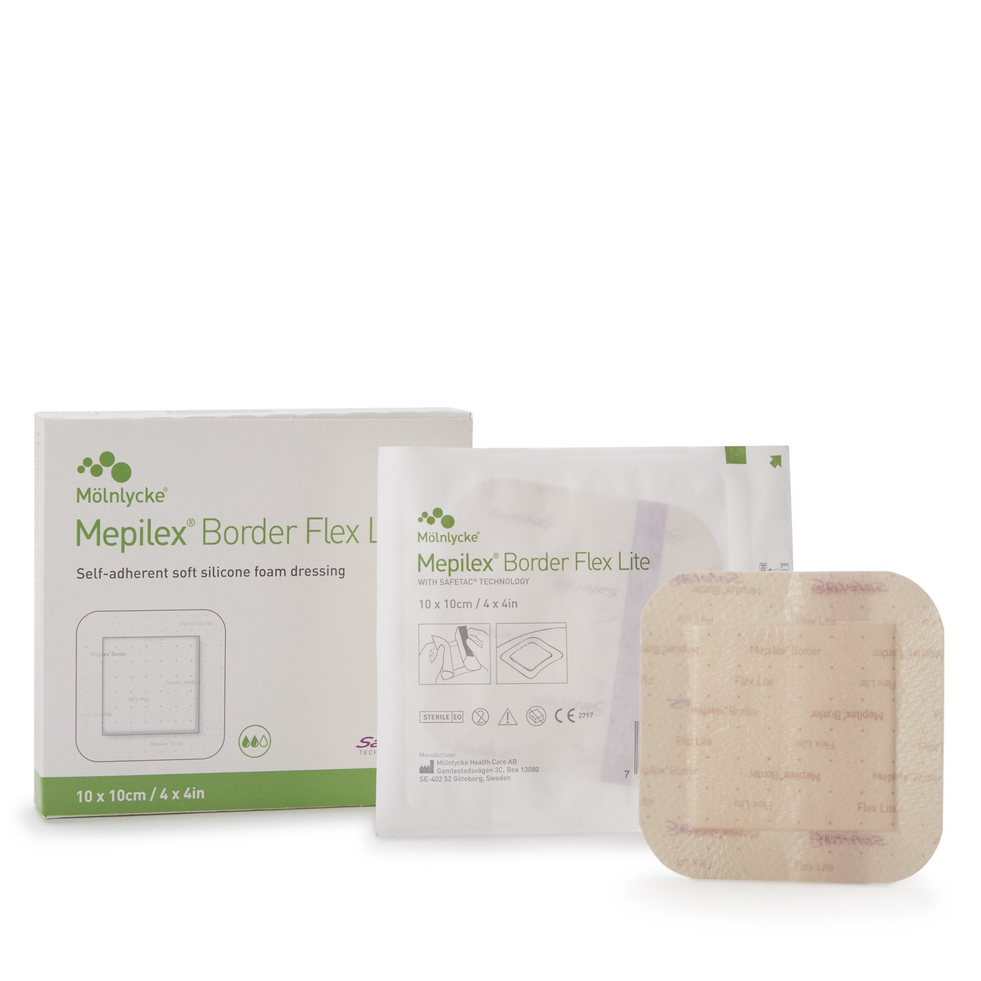 Mepilex® Border Flex Lite Silicone Foam Dressing, 4 x 4 Inch - Wound Care>Advanced Wound Care>Foam Dressings - Molnlycke