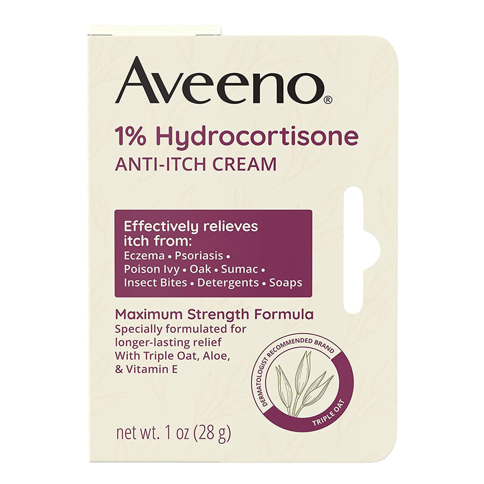 Aveeno Active Naturals 1% Hydrocortisone Anti-Itch Cream Maximum Strength Formula-Itch Relief Aveeno Active Naturals 1% Strength Cream 1 oz. Tube