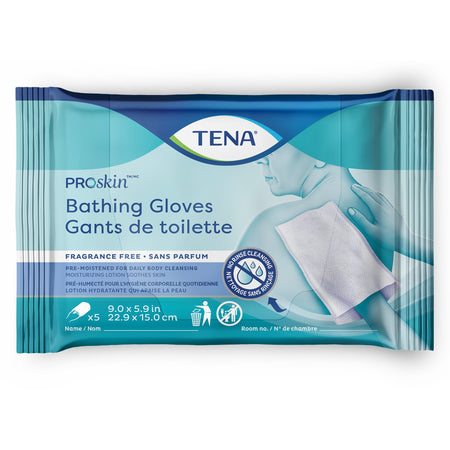 TENA ProSkin Bathing Gloves-Rinse-Free Bathing Glove Wipe TENA ProSkin Soft Pack Unscented 5 Count