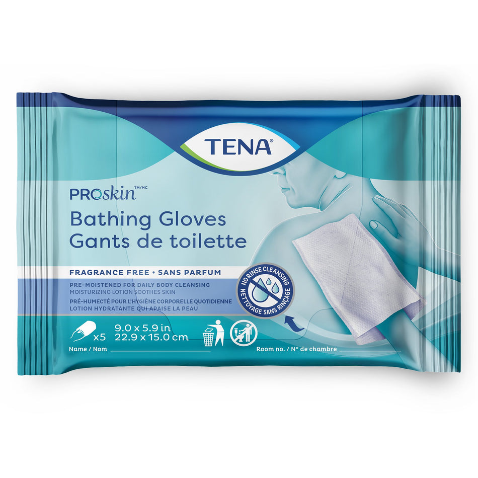TENA ProSkin Bathing Gloves-Rinse-Free Bathing Glove Wipe TENA ProSkin Soft Pack Unscented 5 Count
