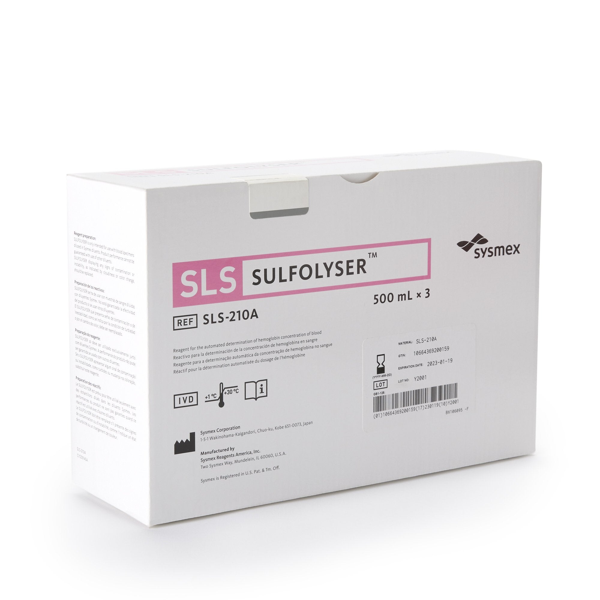 Sulfolyser for use with Sysmex Automated Hematology Analyzers, Hemoglobin test-Hematology Reagent Sulfolyser Hemoglobin (Hb) For Sysmex Automated Hematology Analyzers