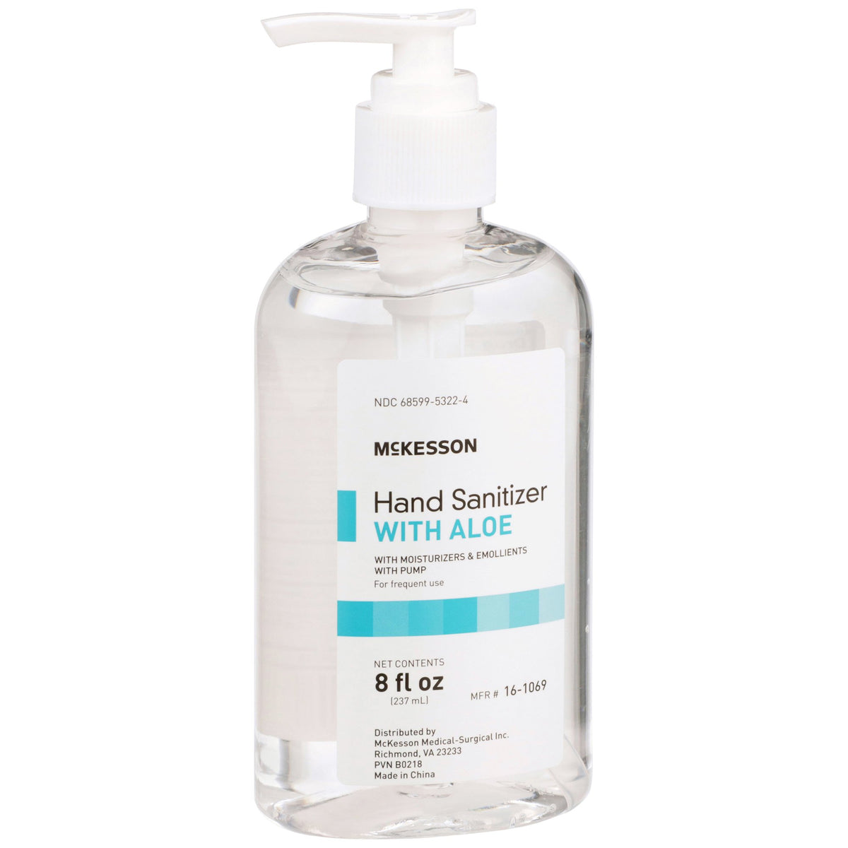 McKesson Gel Hand Sanitizer with Aloe, 8 oz. Pump Bottle-Hand Sanitizer with Aloe McKesson 8 oz. Ethyl Alcohol Gel Pump Bottle